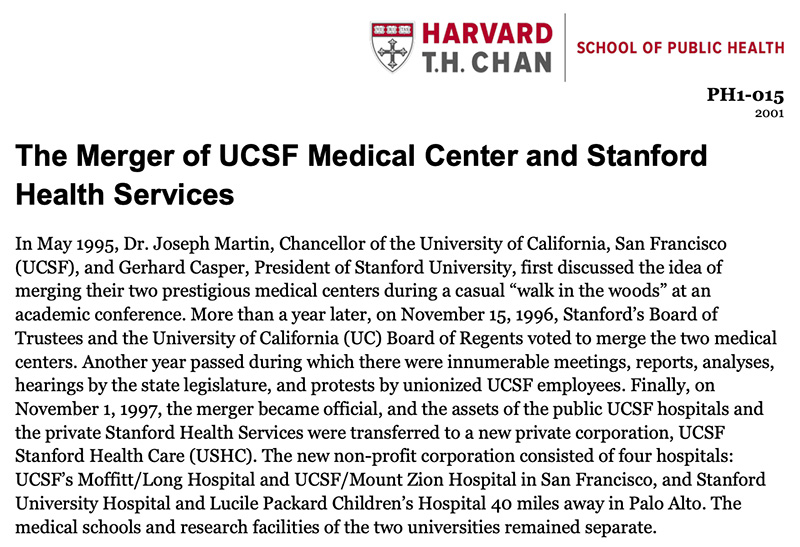 UCSF-Stanford Merger
