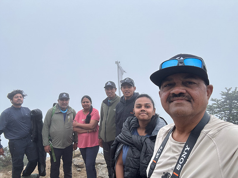With our guide, Mr. Rishi Ram Bhantan, and porters. Mr. Jayaram and Mr. Thilanath
